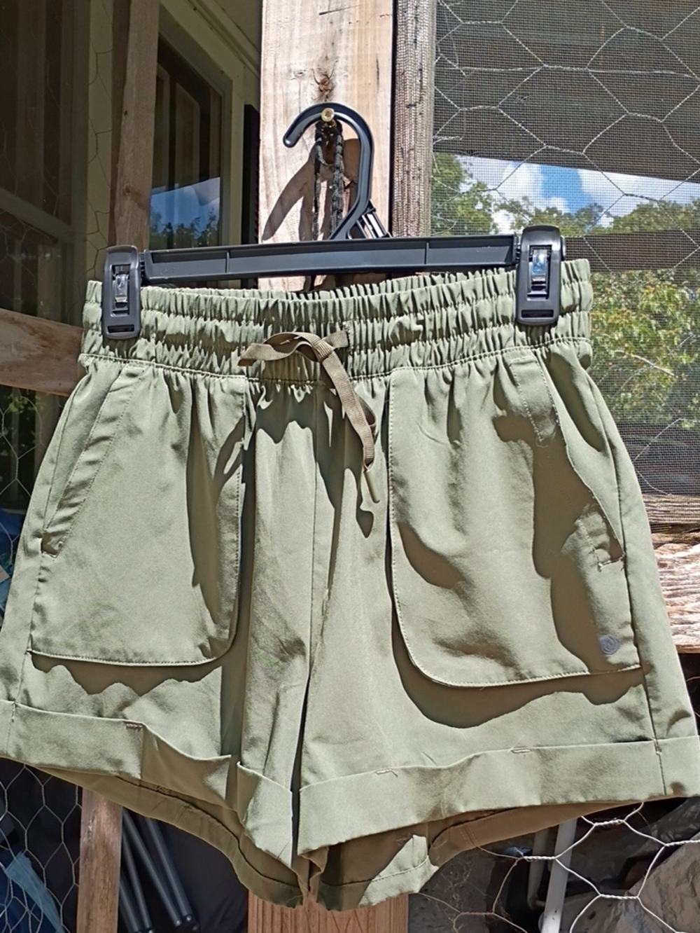 Apana Olive Green Athletic Drawstring Shorts
